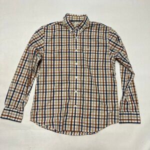 Dockers Long Sleeve Button Shirt Tan/Brown/Navy/White Plaid Medium